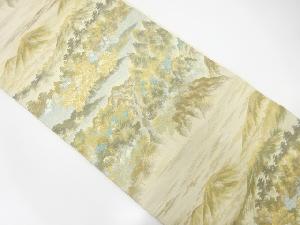 アンティーク　滝山水模様織出し袋帯（着用可）